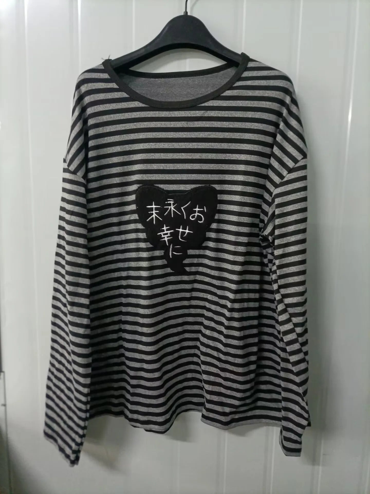 American Punk Vintage O Neck Long Sleeve Shirts All-Match Striped Design Harajuku Embroidery Tops Y2k Aesthetic High Street Tees