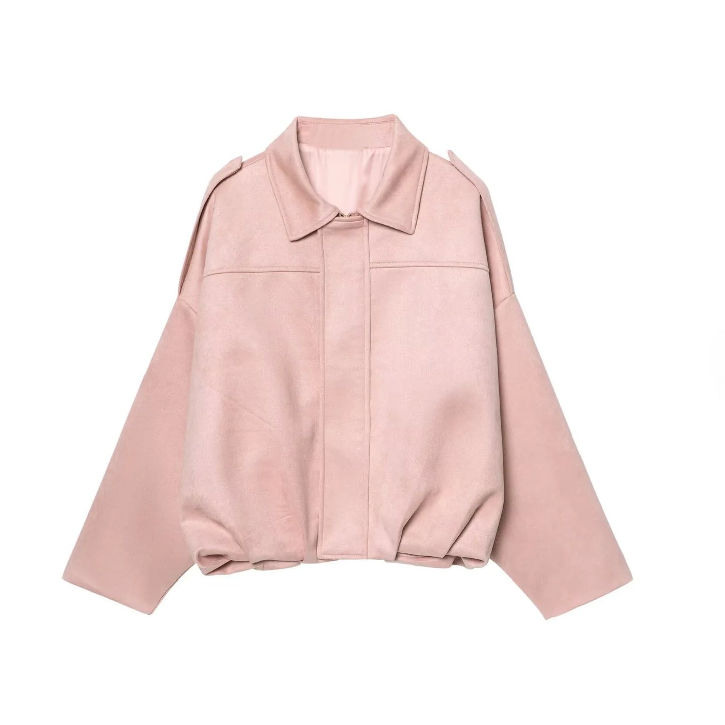 Women's Suede Jacket Outerwear Pilots Style Zipper Closure Medium Thickness Loose Fit Street Style Pure Color Casual Coat