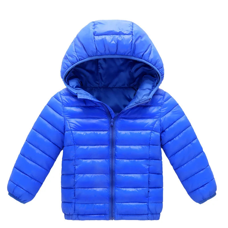 2024 Autumn Girls Down Jackets Boys Fashion Warm Thin Coats Spring Children Clothes Big Kids Casual Hooded Zipper Outerwear