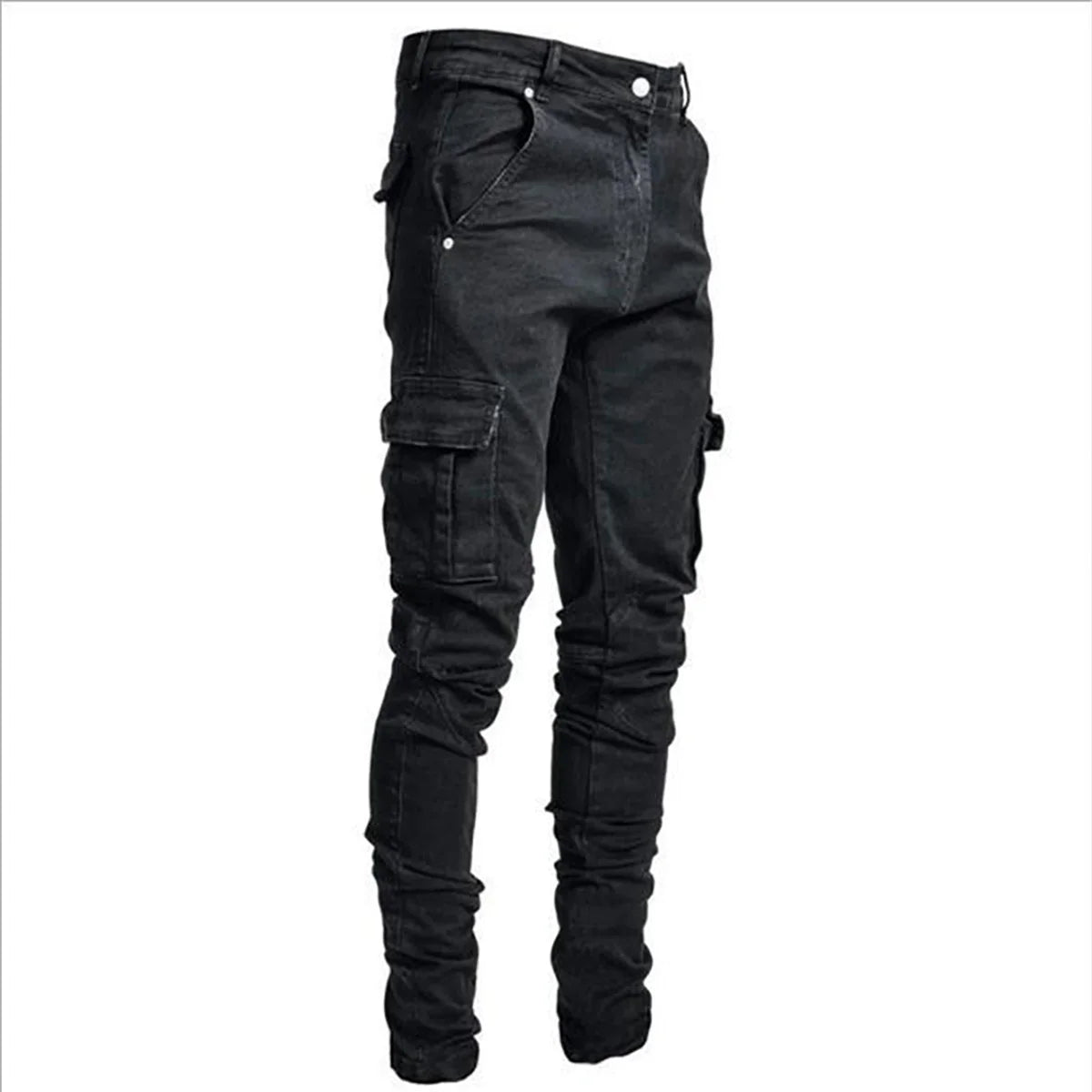 Men's Slim Fit Denim Pants Street Motorcycle Ankle binding High-quality Fashion Tight Fitting Cut Multiple Colors Choose From