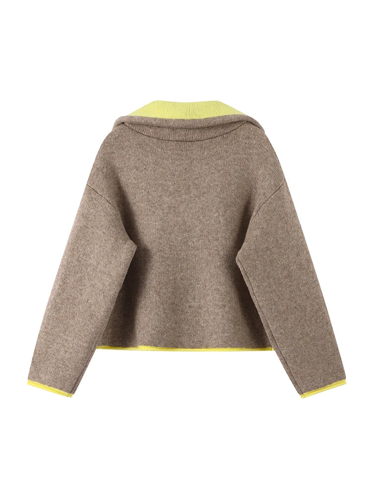 Fashion Contrast Stand Neck Jacket Women Zipper Pocket Full Sleeve Bomber Jackets Lady New Autumn Winter Casual Street Outwear