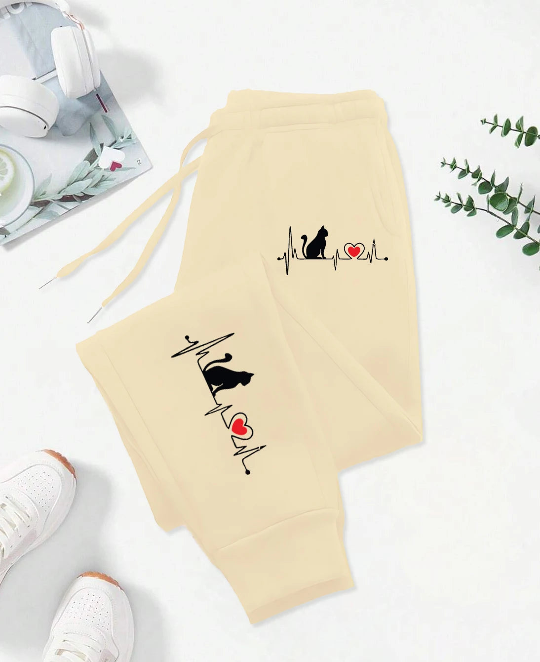 New Dog Red Heart Electrographic Printing Printed Women's Pants Street Sports Pants Casual Autumn Pants