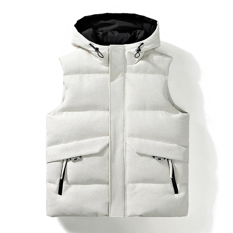 Winter Hot Sale Hooded Vests for Men Solid Color All-match Zipper Waistcoat Thicken Warm Comfortable Sleeveless Outdoor Casual