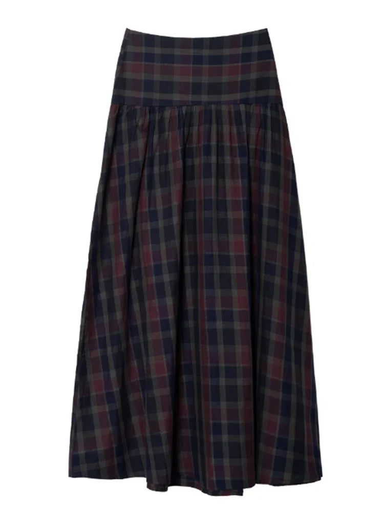 Casual Lace Up Pleated Checkered Suit Women Elegant Long Lantern Sleeves Slim fit Set 2025 Autumn Office Lady Commute outfits