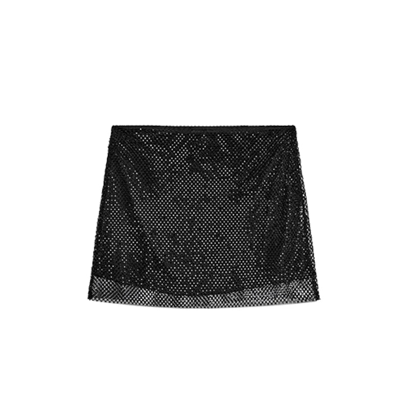 Elegant Backless Diamonds Party Dress Sleeveless Draped Neckline Knee-length Bodycon Dresses Women's Shinning Sexy Evening Robe