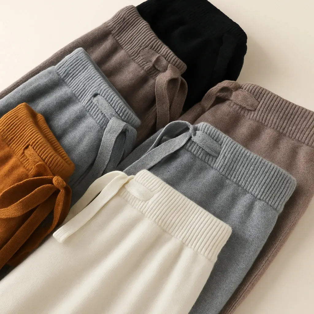 Thick Warm Knitted Casual Chic Basic Soft Elastic High Waist Women's Pants Korean Fashion Straight Ankle-Length Pants For Women