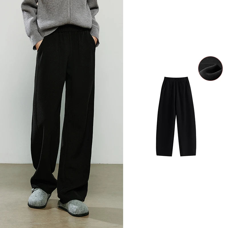 TOYOUTH Women's Casual Pants 2025 Winter New Cashmere-like Fleece-lined Tapered Thick Warm Trousers