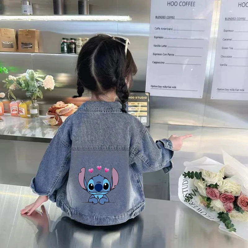 Stitch Denim Jacket For Children 2025 Spring Autumn Boys Girls Fashion Cartoon Casual Jean Jackets Coat Kid Cowboy Outerwear Top