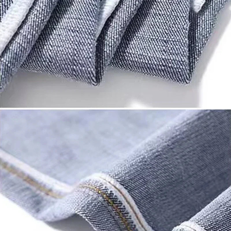 2025 New Men Fashion Loose Straight Elasticity Jeans Male Wear-resistant Slim Fit Denim Pants Smart Casual Dark Gray Trousers