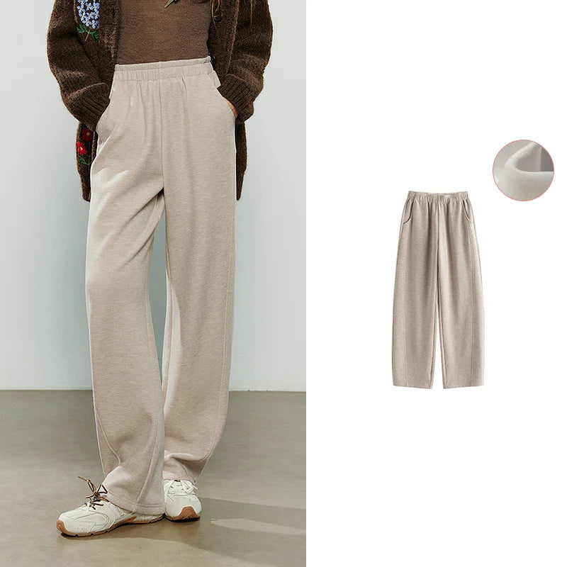 TOYOUTH Women's Casual Pants 2025 Winter New Cashmere-like Fleece-lined Tapered Thick Warm Trousers