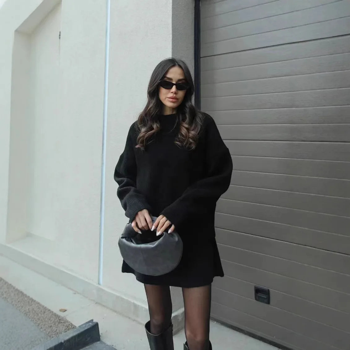 Preppy Style Knitted Two Piece Set Women 2025 Winter Autumn O Neck Loose Sweater Pullover A Line Skirt Streetwear Chic Outfits