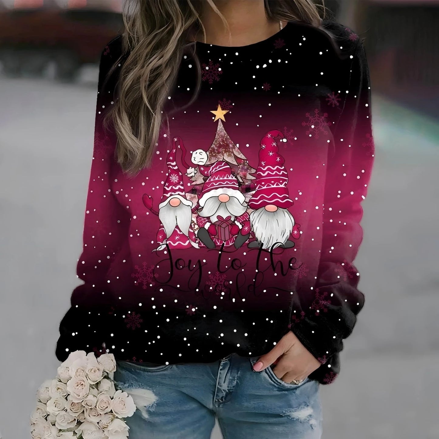 Festival Fashion Clothing Women's T-shirts Street Outdoor Christmas 3D Print Snowman Sweatshirts Long Sleeve Pullover Tops Shirt