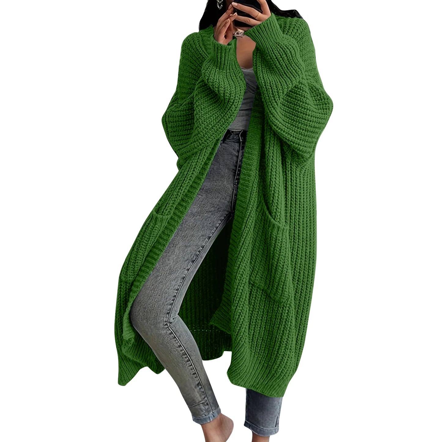 Women's Loose Long Knitted Cardigan Sweater Coat Autumn Winter Long Sleeved Long Knitwear Female Street Fashion Sweater Jacket