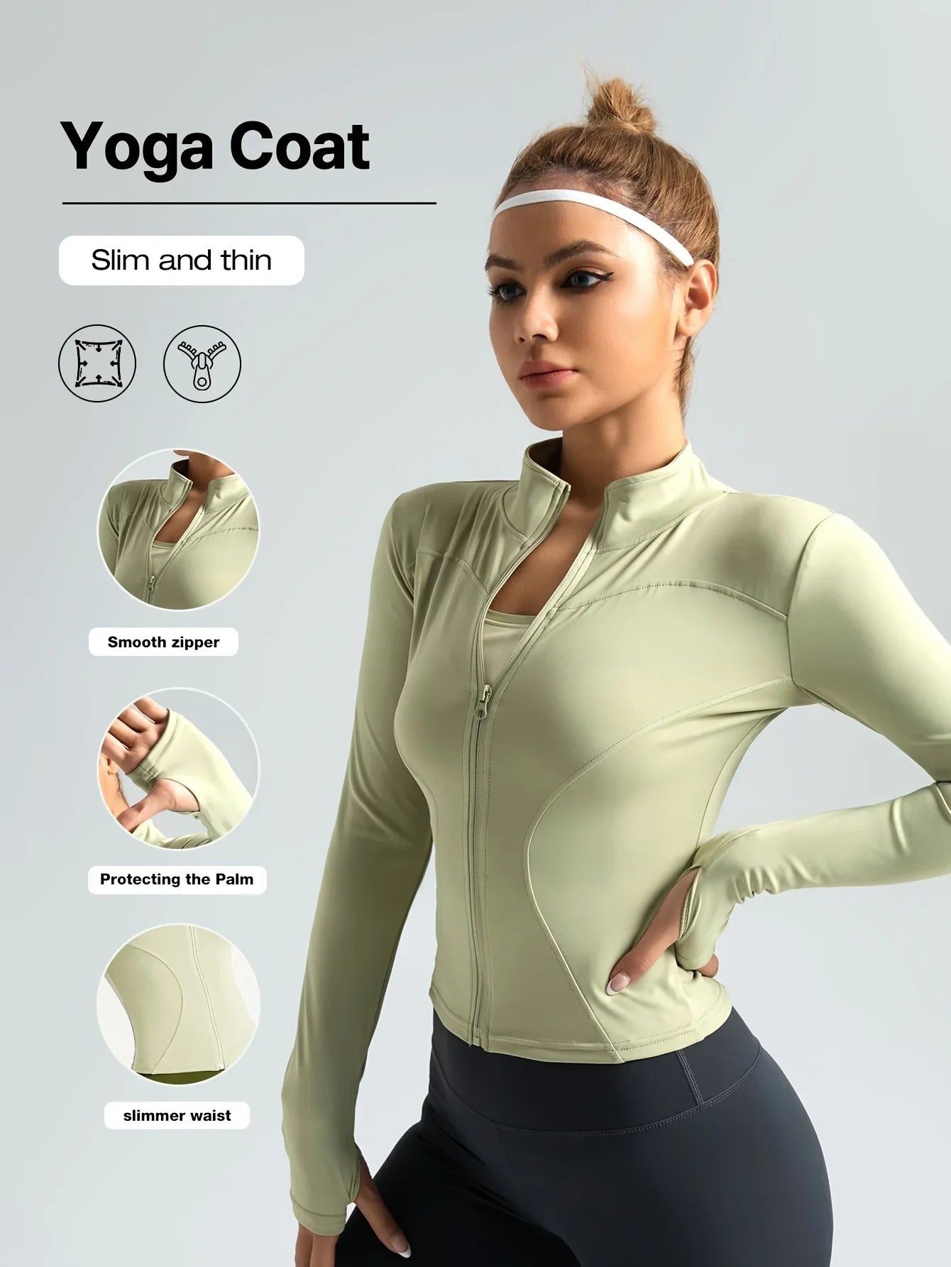 Seamless Sports Outerwear Yoga Coat Cropped Jacket for Gym Running High Waisted Moisture Wicking Workout Top with  Coat Women