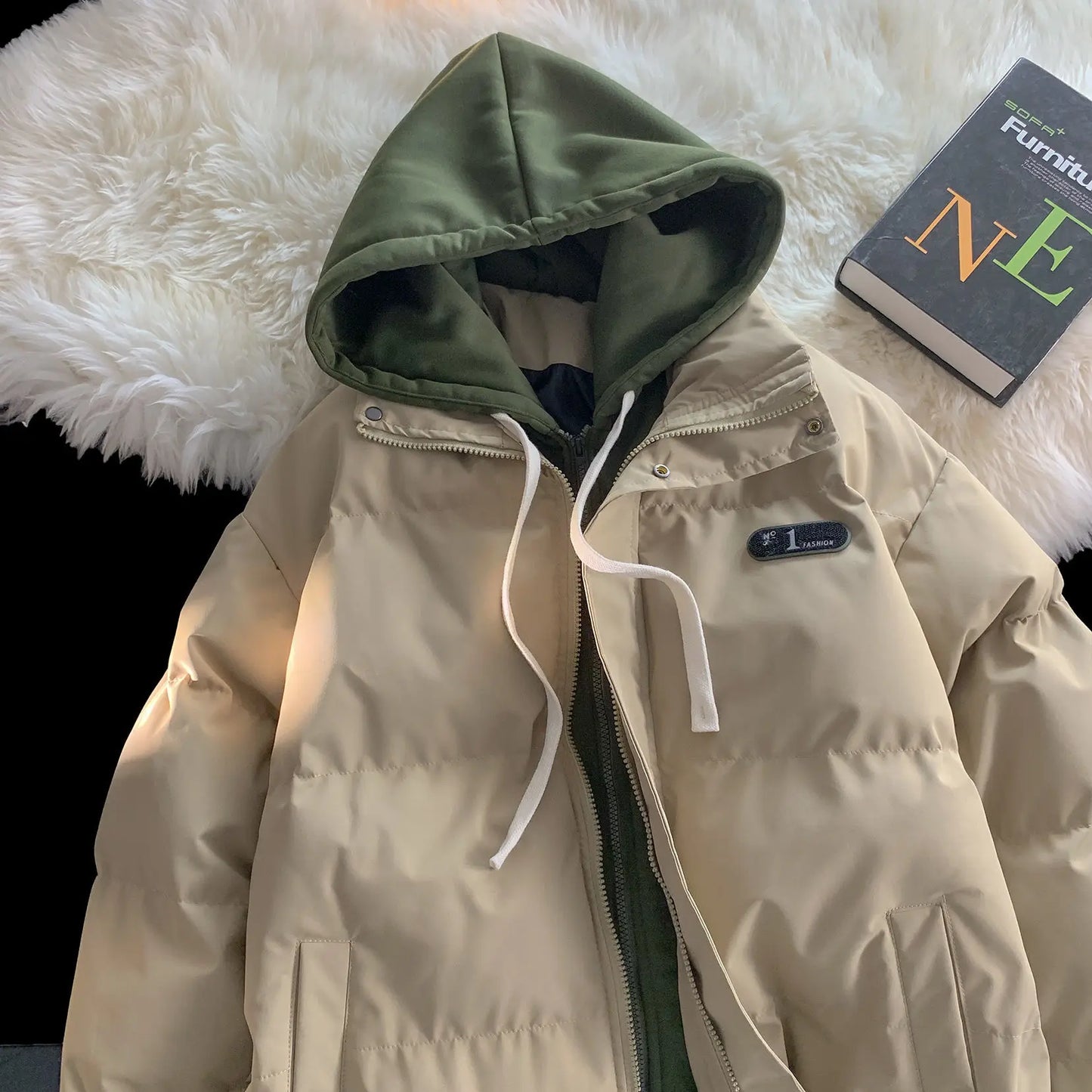 Winter New Fashion Splicing Hooded Fake Two-piece Design Sense Bread Clothes Women Y2K New Korean Version Thick Warm Coats