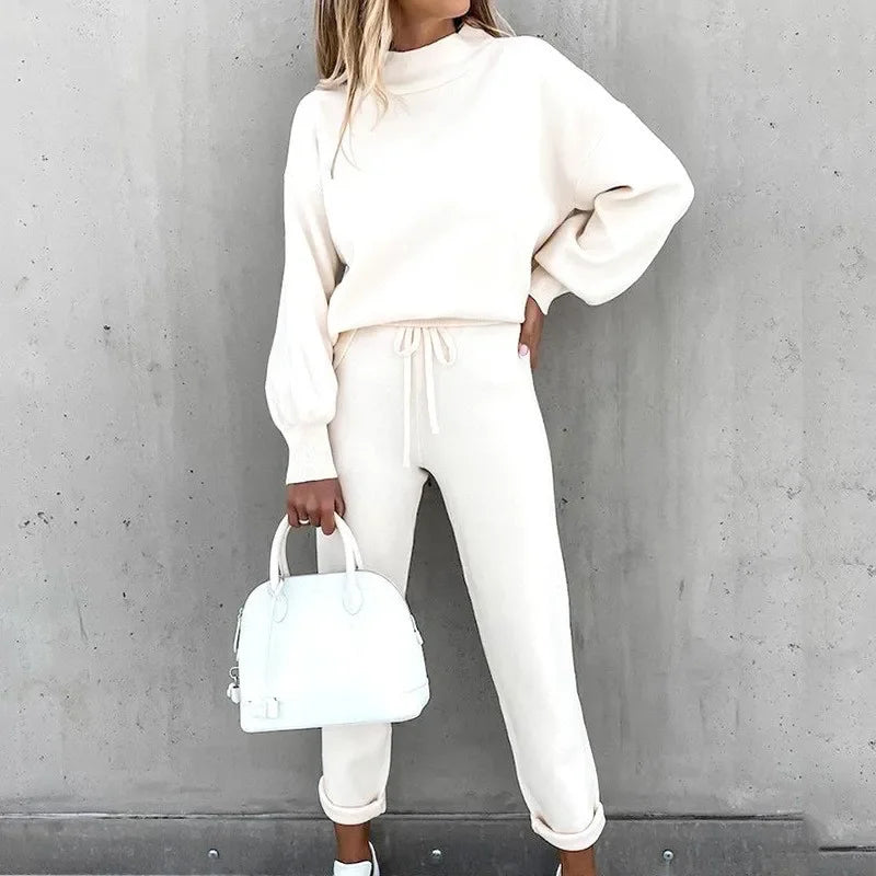 2 Piece Suit Sports for Women's Solid Color Fashion Casual Outfits Set Loungewear Long Sleeve Wide Leg Pants Streetwear