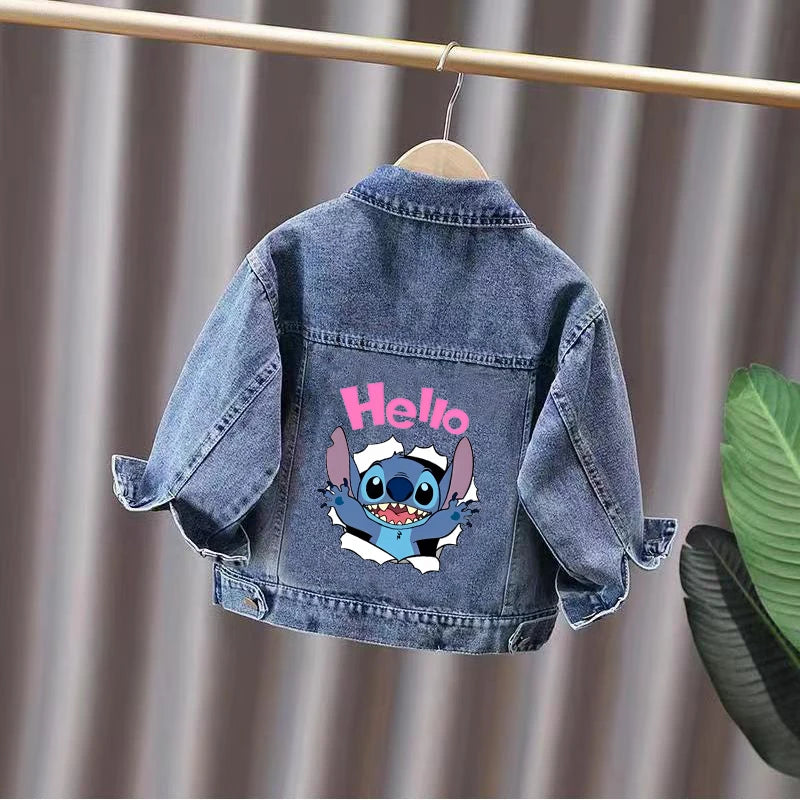 Stitch Denim Jacket For Children 2025 Spring Autumn Boys Girls Fashion Cartoon Casual Jean Jackets Coat Kid Cowboy Outerwear Top