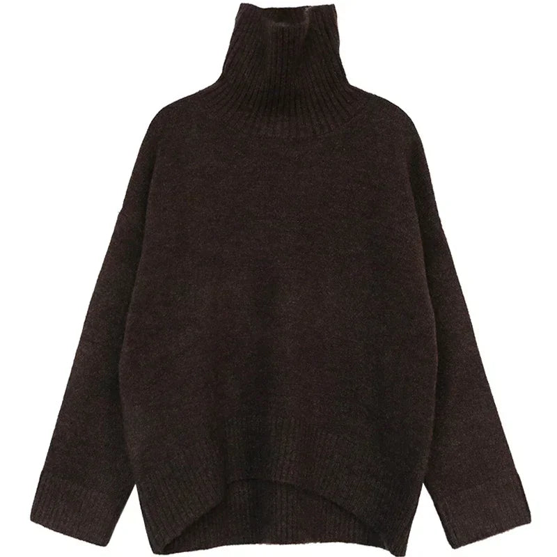 CHIC VEN Fashion Women's Loose Turtleneck Sweaters Warm Solid Pullover Knitwear Basic Female Jumpers Autumn Winter 2025