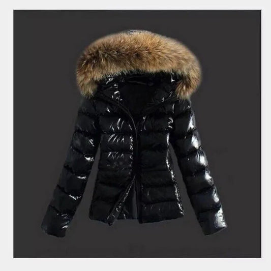 2025 Winter Jackets Women Basic Coats Fashion Faux PU Leather Winter Jackets Women Artificial Fur Collar Coat Female Outerwear
