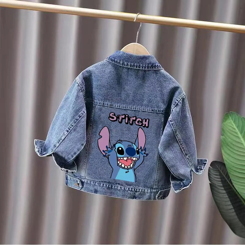 Stitch Denim Jacket For Children 2025 Spring Autumn Boys Girls Fashion Cartoon Casual Jean Jackets Coat Kid Cowboy Outerwear Top