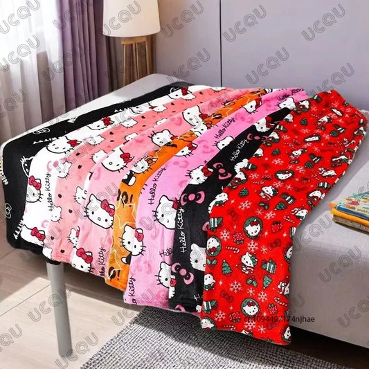 2026 Cartoon Anime Y2K Hello Kitty Pajamas Pants For Women Autumn Winter Christmas Couple Flannel Trousers Casual Home Clothes