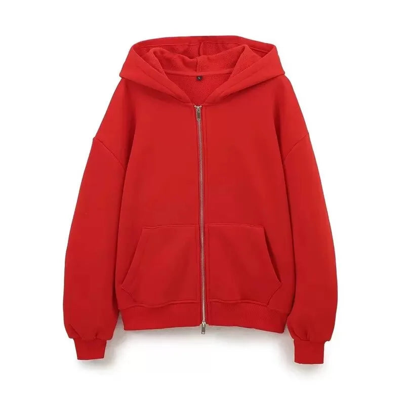 ETJ 2025 Fall/Winter new  women's casual sports oversized zipper hoodie wide leg mop sweatpants set 4174842