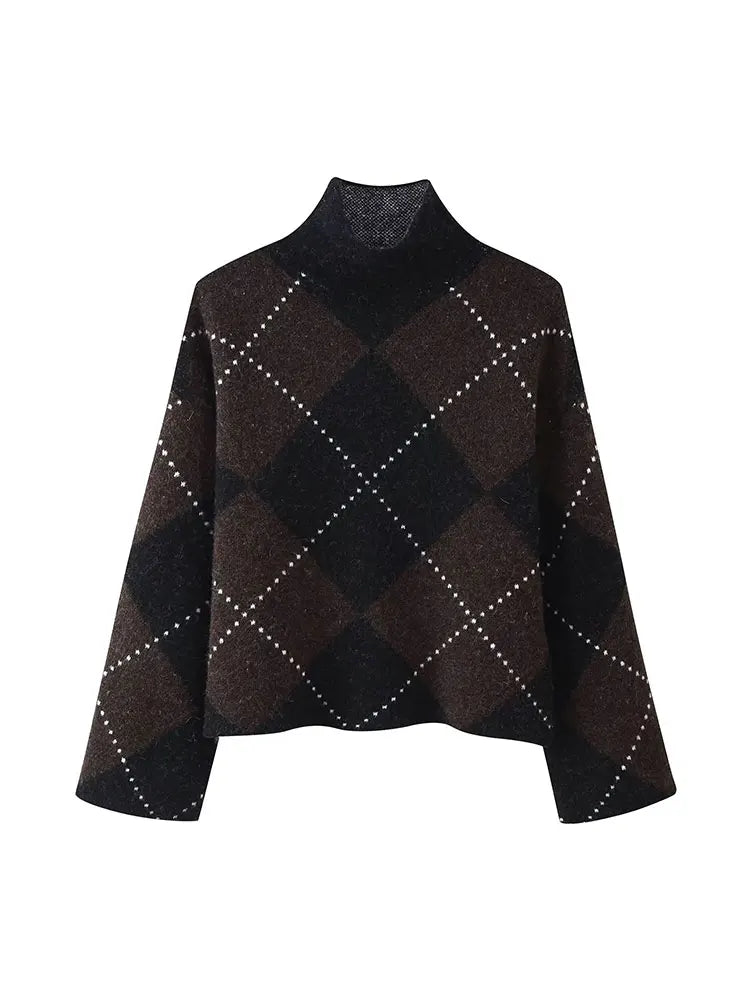 NLZGMSJ Women Knitted Sets 2025 Autumn Winter Wrist Sleeve Slim Plaid Sweater Cardigan Jacket Crop Top Mini Skirt Suits