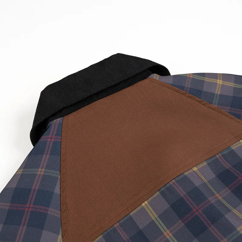 Spring 2025 Women's Casual Plaid Stand Collar Jacket Fashion Street Style Comfortable Polyester Fabric Long Sleeve Zipper Clo...