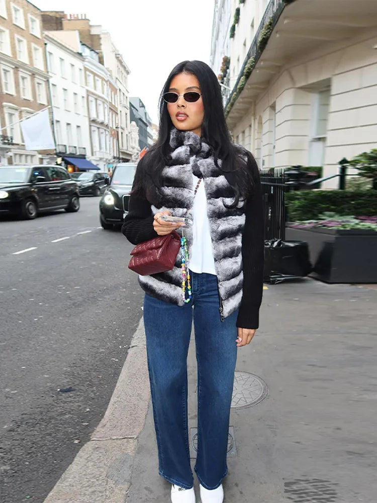 Street Women's Jacket Stand Collar Full Sleeve Faux Fur Solid Zipper Female Jackets 2025 Autumn Fashion Chic Cozy Lady Outwears