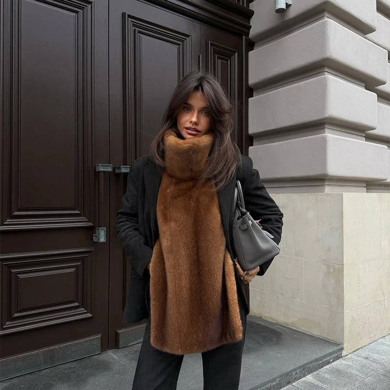 Fashion Faux Fur Vests For Women Elegant Solid Fluffy High Neck Waistcoat Female Street 2026 Spring Autumn Sleeveless Tank Tops