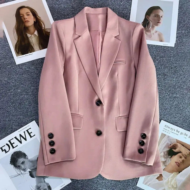 Elegant Office Lady Blazers for Women 2025 Fashion Long Sleeve Single Button Blazer Coats Female Top Suit Jackets Outerwears
