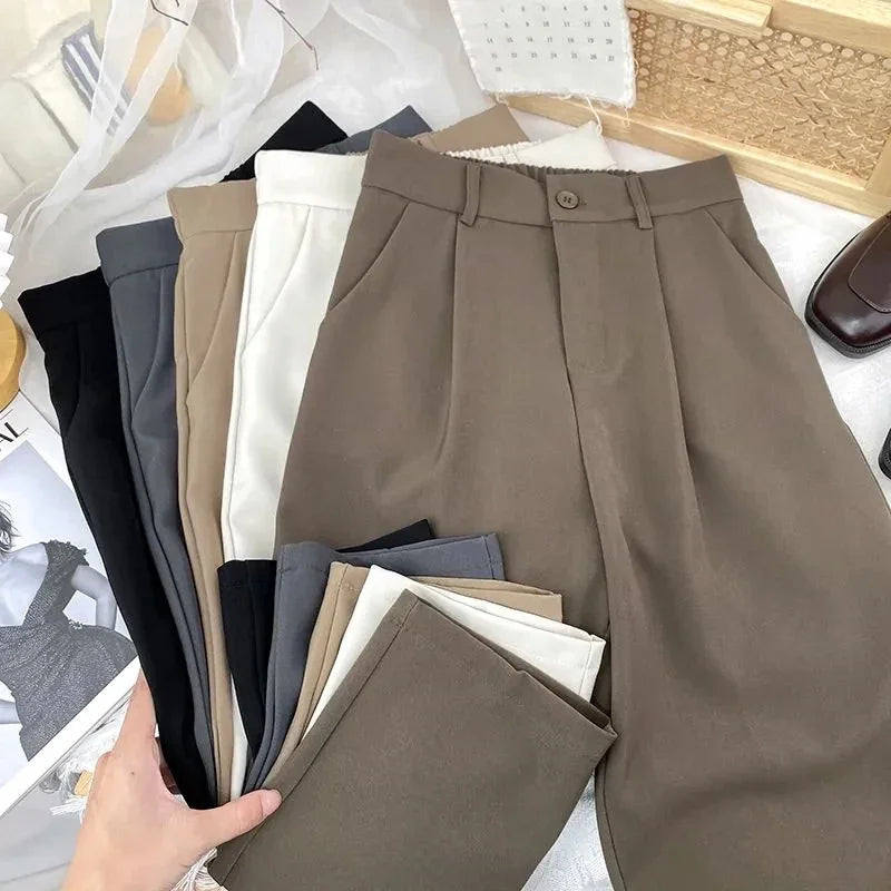 Fall Spring Black Suit Haren Pants Women 2024 Fashion Elastic High Waist Casual Trousers Woman Korean Style Solid Office Pant