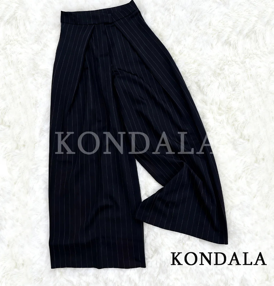 KONDALA Commute High Street Wide-Leg Pants Women's Elegant Vertical Pleated Trousers 2025 Spring Fall Fashion Office Lady Pants