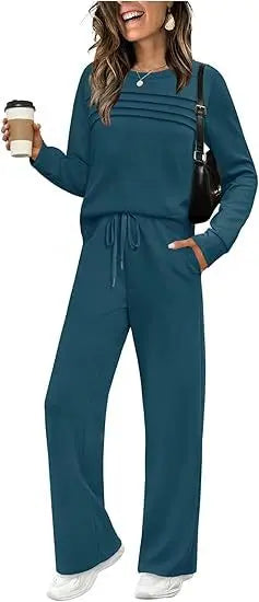 Women's Fashion Long Sleeve Long Pants Set Casual Two-Piece Suit New Autumn Collection Comfortable Polyester Fiber Dress