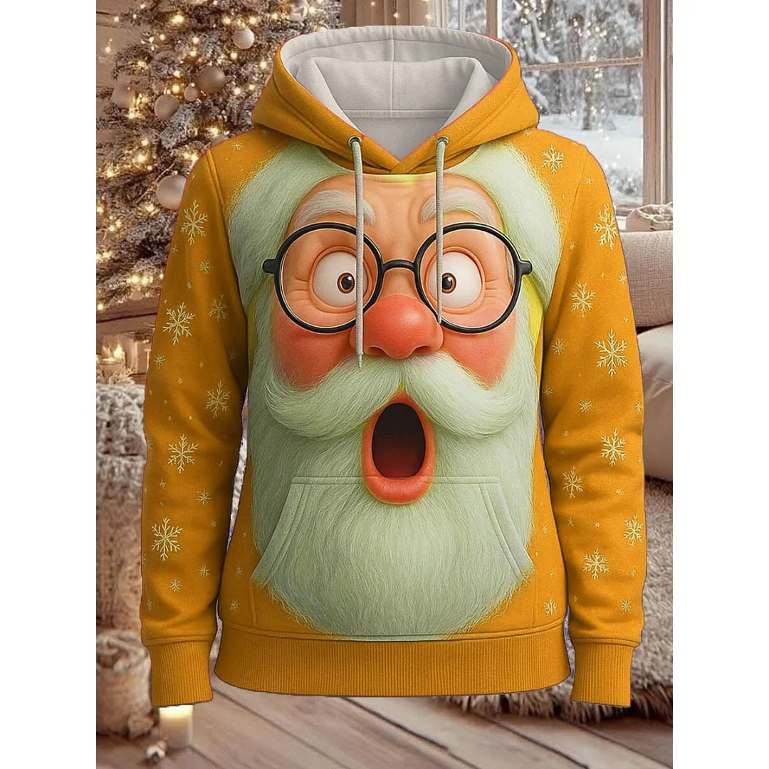 Women's Vintage Christmas Santa Print Sweatshirts Long Sleeve Crewneck Pullover Festive Street Style Spring Fall Holiday Fashion