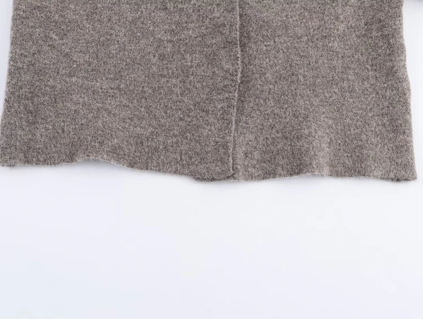 DEEABAE New autumn and winter fashion women's stand up collar loose and slimming versatile knitted jacket half skirt set