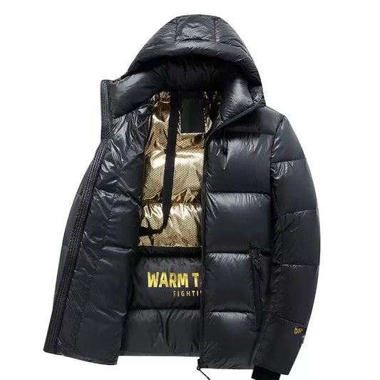 New Down Jacket Men Winter Warm Color Hooded Down Coats Thick  Mens Down Jackets Winter Outdoor Coat Mens Jacket Quality