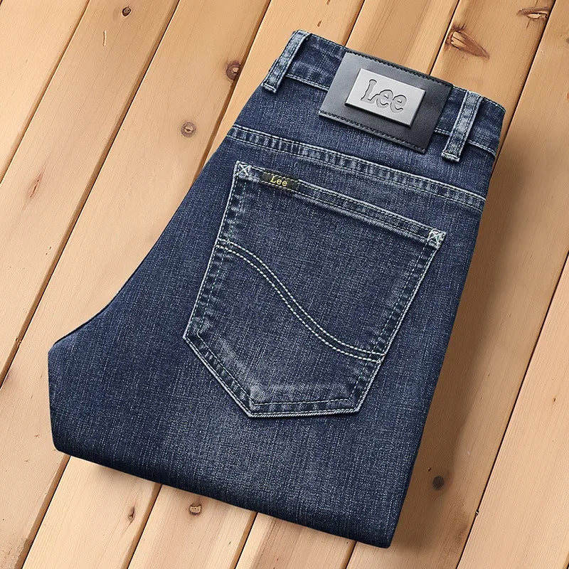 Lee Dex High-end Quality Autumn Jeans For Men Slimming Trendy Brand Soft Casual Spring Autumn Trousers Male
