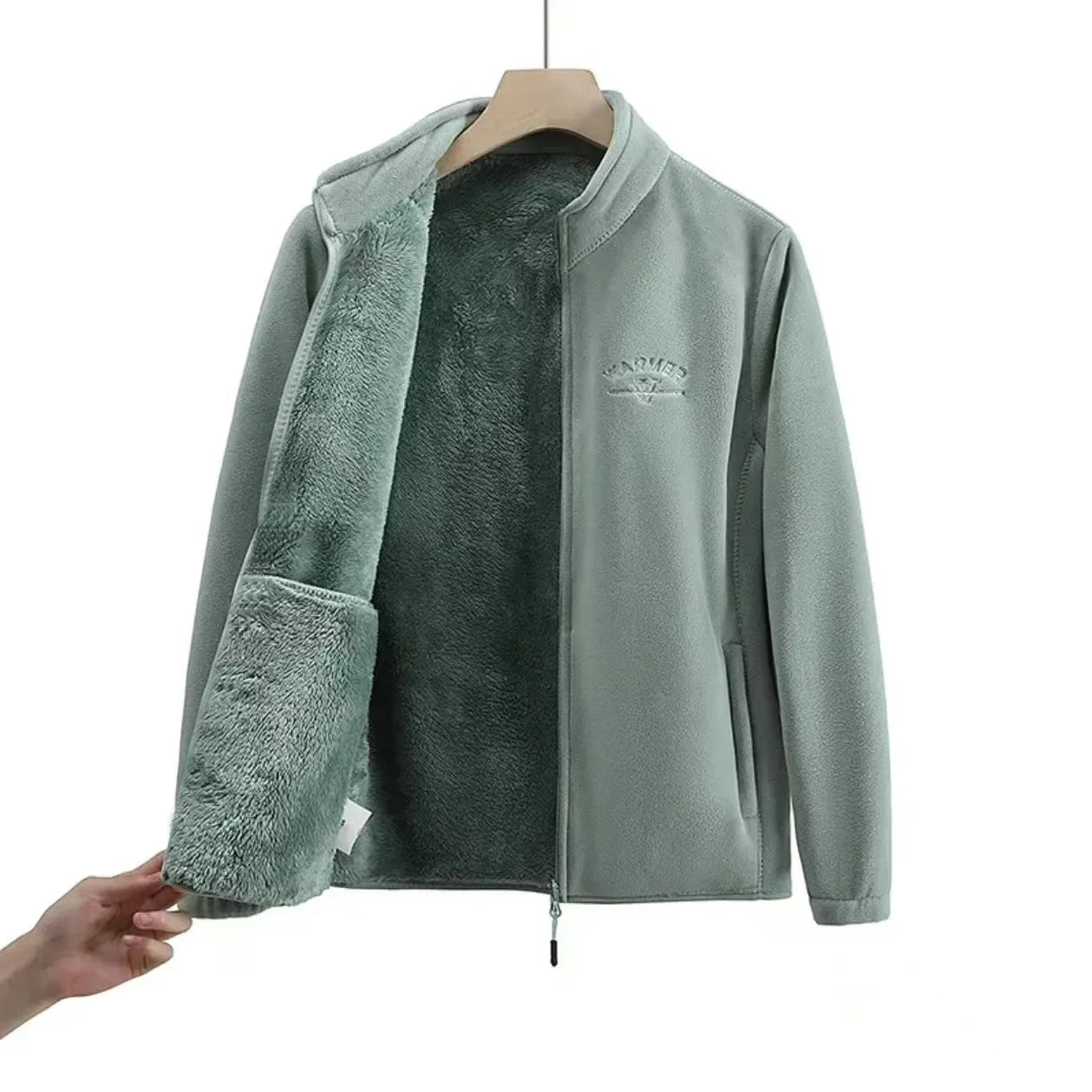 Elegant Loose Long Sleeve Liner Coats Fashion Women Zipper Polar Fleece Zipper Warm Jackets Casual Letter Print Winter Outerwear