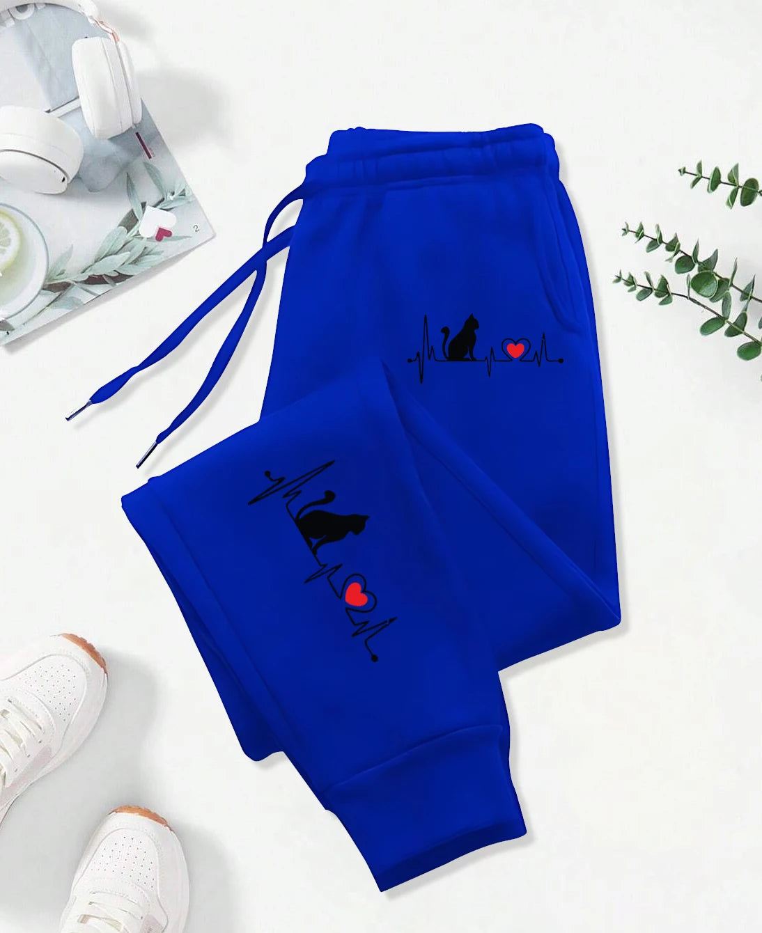 New Dog Red Heart Electrographic Printing Printed Women's Pants Street Sports Pants Casual Autumn Pants