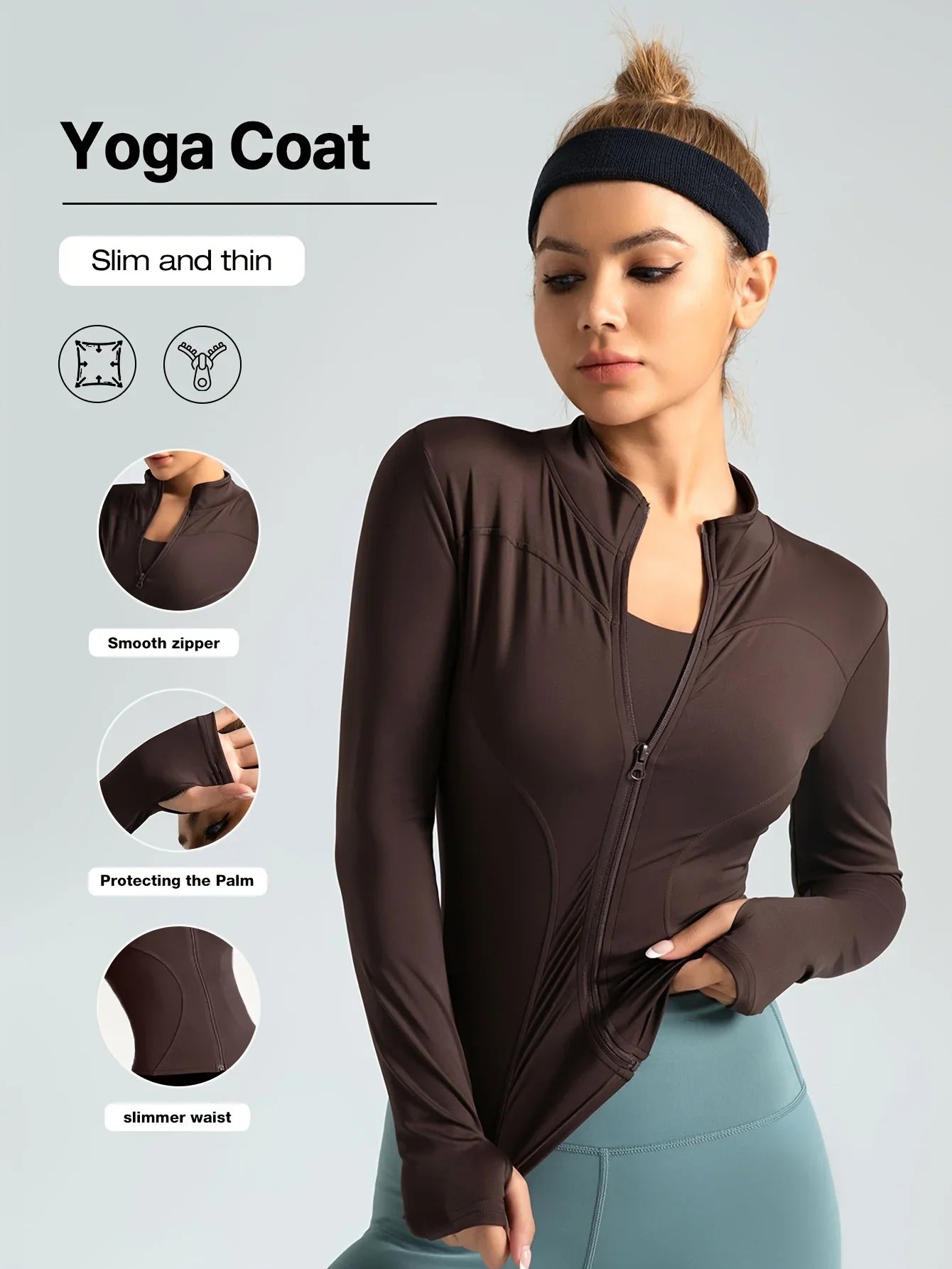 Seamless Sports Outerwear Yoga Coat Cropped Jacket for Gym Running High Waisted Moisture Wicking Workout Top with  Coat Women