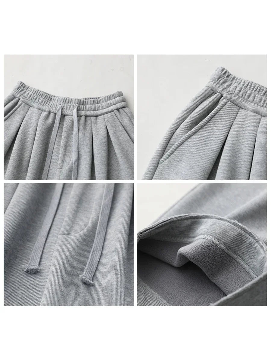 CHIC VEN Women's Pant Streetwear Solid Loose New Drawstring Sports Casual Trousers High Waisted Pants Autumn Winter 2025