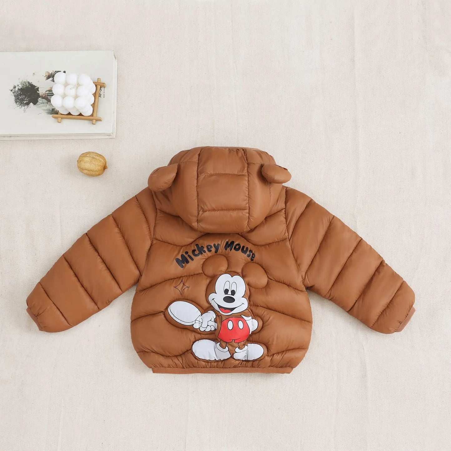 Mickey Mouse Kids Winter Hooded Coat New Lightweight Thermal Thicken Padded Jacket for Boys Girls Cotton Blend Zipper Outerwear