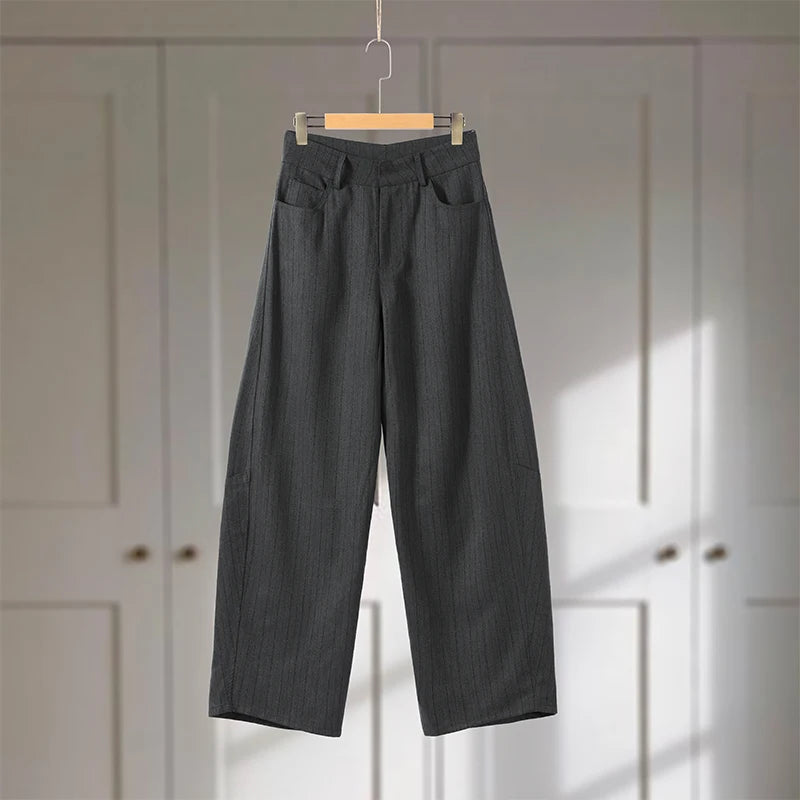 Classic Suit Jacket Long Pant Set Women Vintage Waist-cinching Jackets Straight Pants Sets Female Autumn Chic Street Outfits