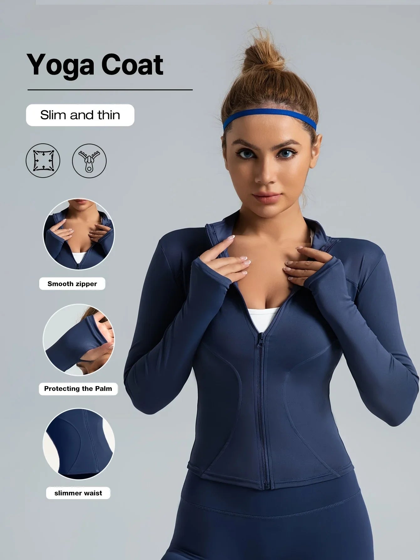Seamless Sports Outerwear Yoga Coat Cropped Jacket for Gym Running High Waisted Moisture Wicking Workout Top with  Coat Women