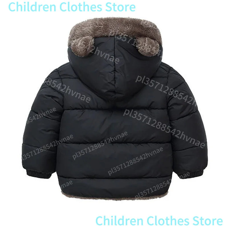 Boys Girls Thick Jackets Winter Kids Padded Fleece Warm Coats Children Hooded Cotton Outerwear Kids Clothes Cashmere Snowsuit