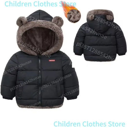 Boys Girls Thick Jackets Winter Kids Padded Fleece Warm Coats Children Hooded Cotton Outerwear Kids Clothes Cashmere Snowsuit