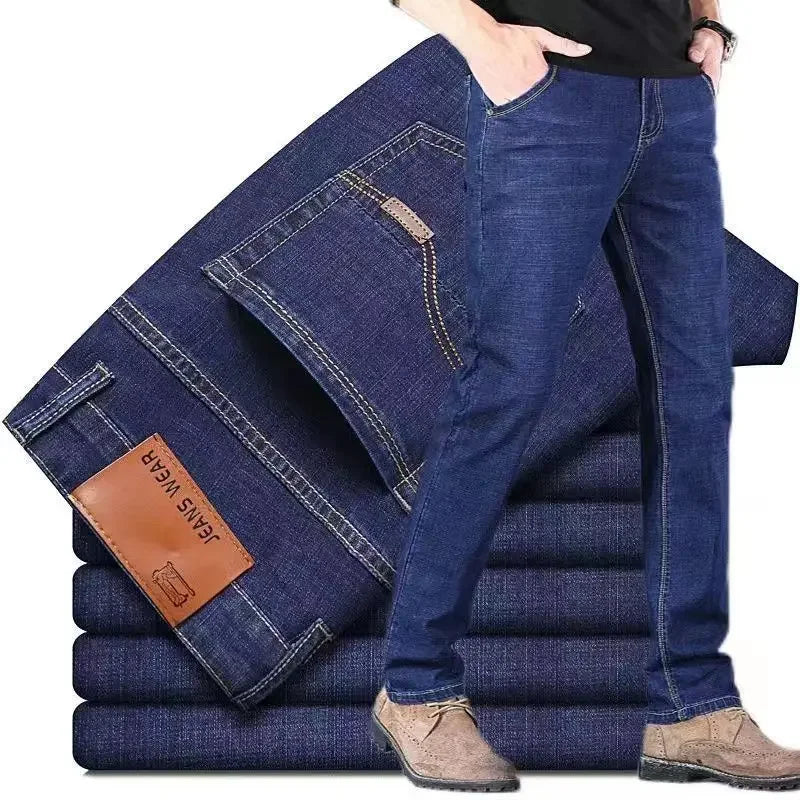 2025New Men Stretch Jeans Male Classic Elasticity Business jeans men fashion comfortable Solid slim straight long Denim pants