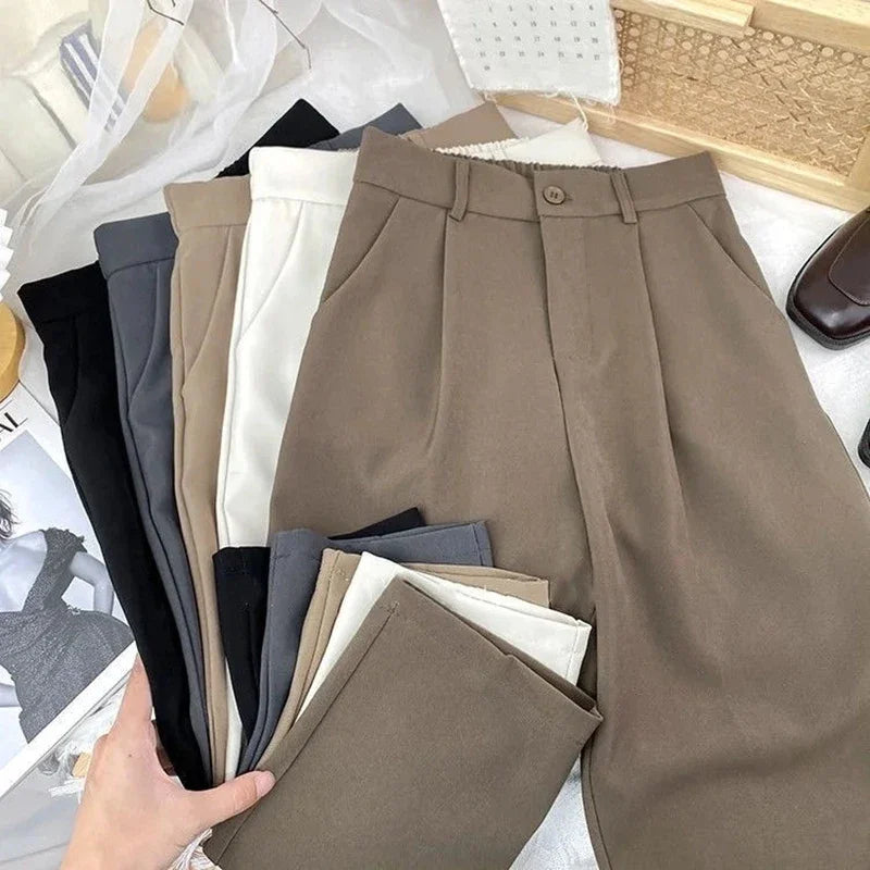 Fall Spring Black Suit Haren Pants Women 2024 Fashion Elastic High Waist Casual Trousers Woman Korean Style Solid Office Pant