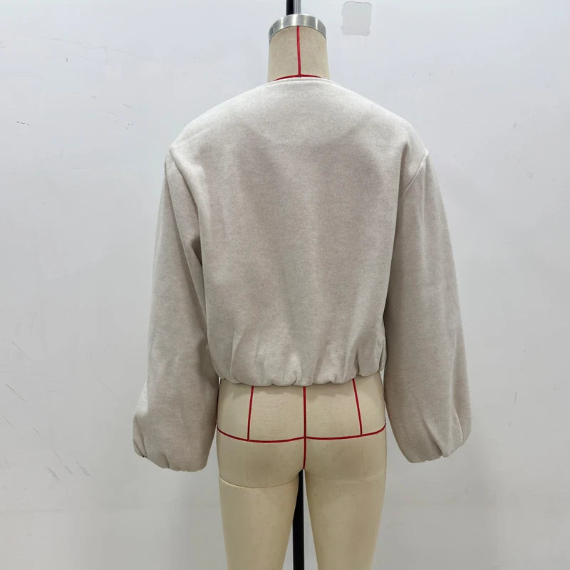 MUJER 2025 Fleece Bomber Jackets for Women Soft Zipper Woman's Sports Jacket Long Sleeve Cropped Jacket Women Coats Outerwears